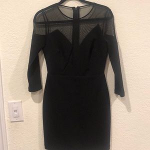 NEW BCBG MAX AZRIA EDESA SHEER NECK BLACK DRESS